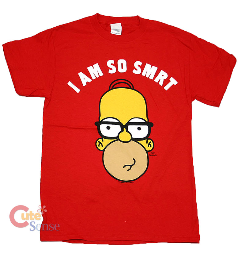 Simpson Family Homer T Shirts I am SO SMART Adult Men Size Red ( S to